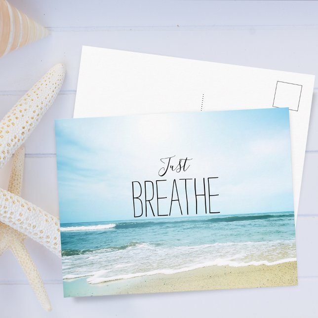 Carte Postale Encouragement Respirez simplement à la plage (Encouragement Just Breathe at the Beach Postcard)