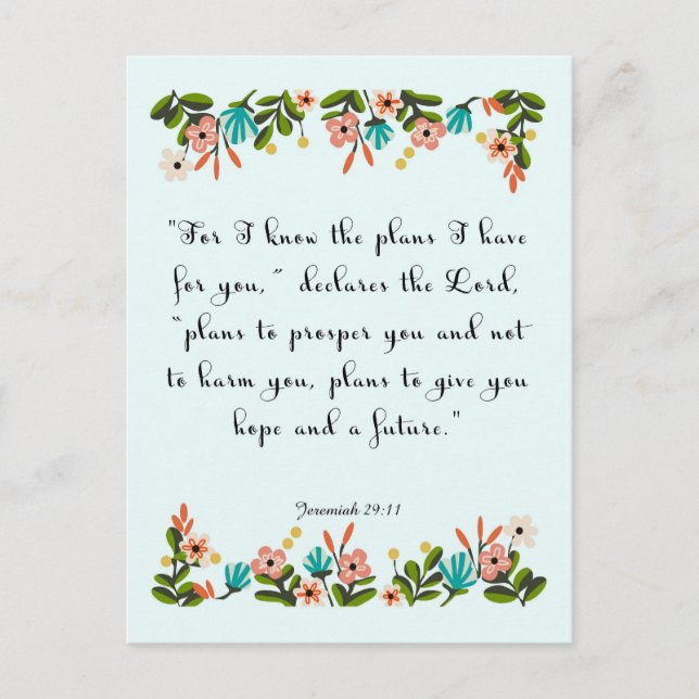 Carte Postale Encouraging Bible Verses Art - Jérémie 29:11 (Devant)