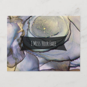 Carte Postale Encre Abstraite Colorée D'Alcool Je Manque Votre V