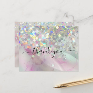 Carte Postale Encre alcoolique holographique marbrée Merci 