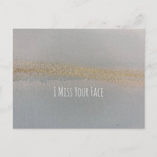 Carte Postale Encre D'Alcool Bleu Or Abstrait Je Manque Votre Vi (Devant)