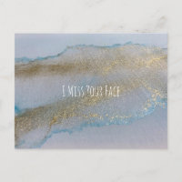 Encre D'Alcool Bleu Or Abstrait Je Manque Votre Vi