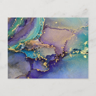Carte Postale Encre d'alcool d'or multicolore Liquide Art Abstra
