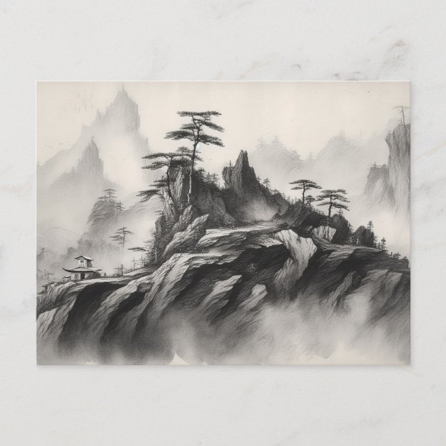 Carte Postale Encre sur papier Paysage (Devant)