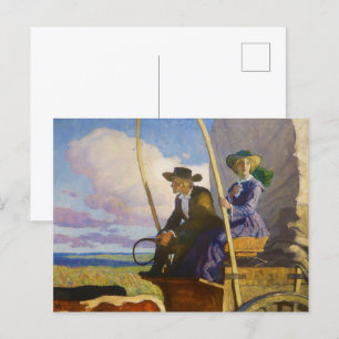 Carte Postale Endless Prairie : Woman in the Wagon par N.C. Wyet
