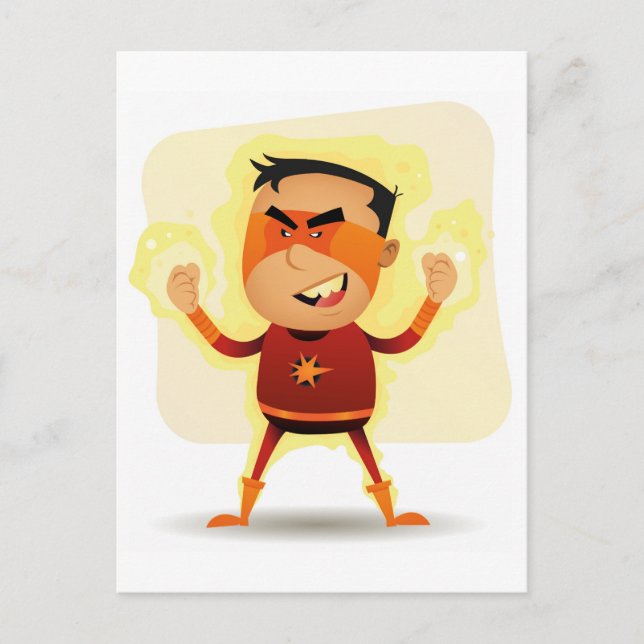 Carte Postale Energy Boy - Cartoon Superhero Superpower (Devant)