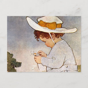 Carte Postale Enfant Antique Cueillant des Marguerites Bessie Pe