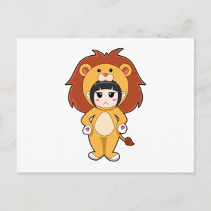 Carte Postale Enfant avec costume de lion