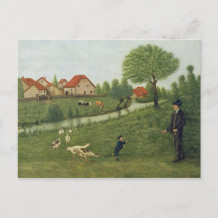 Carte Postale Enfant avec oie