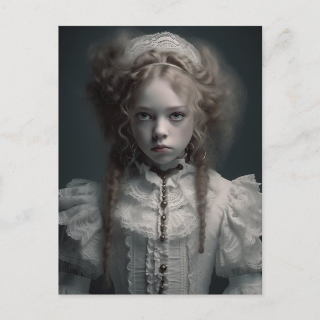 Carte Postale Enfant blond gothique effrayant (Devant)