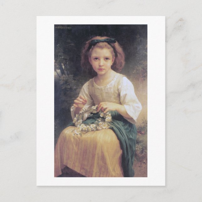Carte Postale Enfant Braiing a Crown, Bouguereau (Devant)
