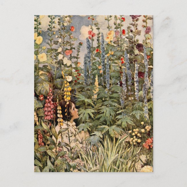 Carte Postale Enfant dans un jardin (Devant)