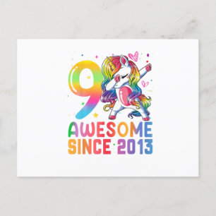 Carte Postale Enfant de 9 ans Incroyable depuis 2013 Licorne qui