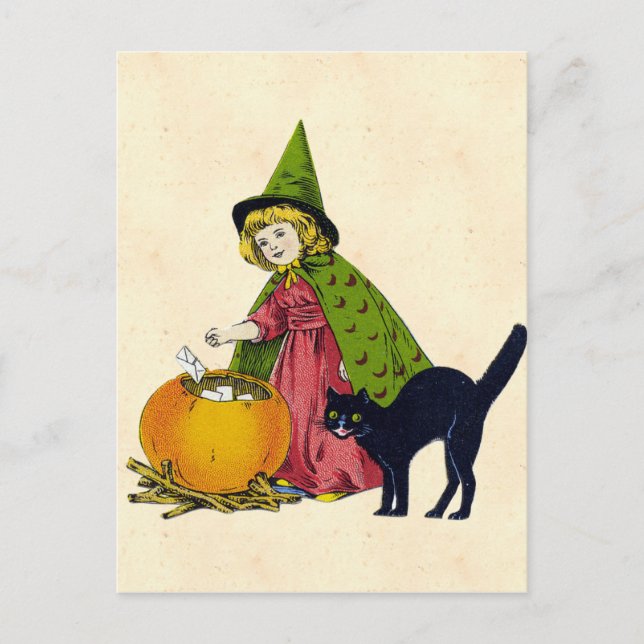 Carte Postale Enfant d'Halloween vintage (Devant)