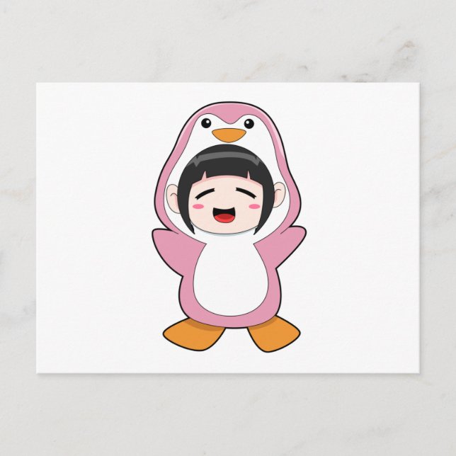 Carte Postale Enfant en costume de pingouin (Devant)