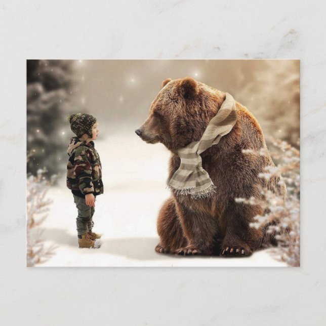 Carte Postale Enfant et ours (Devant)