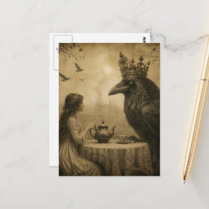 Carte Postale Enfant fantastique et thé royal des corbeaux