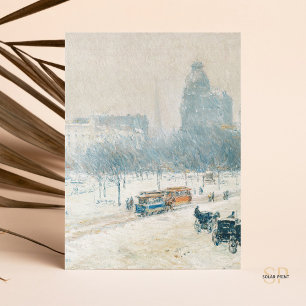 Carte Postale Enfant Hassam hiver en Union Carré peinture art