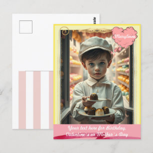 Carte Postale Enfant mignon avec divers bonbons faits main sur m