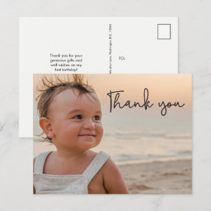 Carte Postale Enfant moderne garçon 1er anniversaire Merci