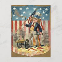 Enfant Oncle Sam Cannon Feu US Drapeau