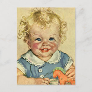 Carte Postale Enfant scandinave vintage mignon blonde avec boucl