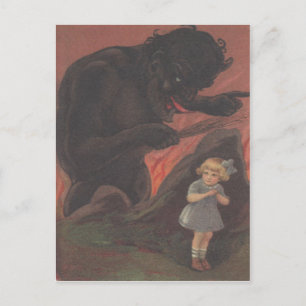 Carte Postale Enfant se cachant de Krampus