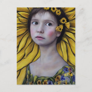 Carte postale enfant tournesol