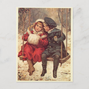 Carte Postale Enfants à coudre
