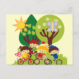 Carte Postale Enfants à vélo