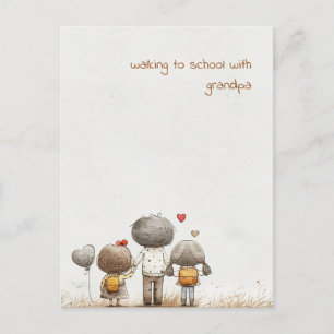 Carte Postale Enfants avec grand-père