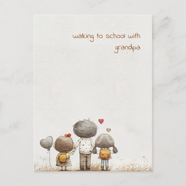 Carte Postale Enfants avec grand-père (Devant)
