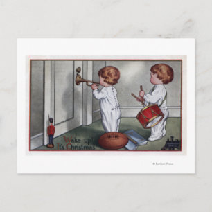 Carte Postale Enfants avec tambour et trompette