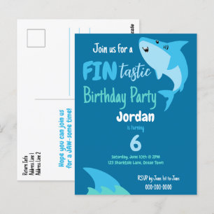 Carte Postale Enfants D'Anniversaire Du Requin En Mer