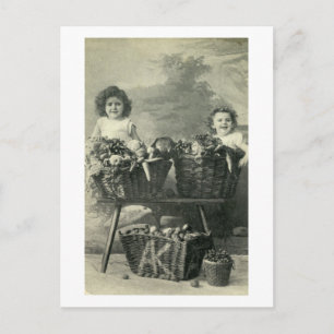 Carte Postale Enfants dans des paniers de légumes 1906 Vintage