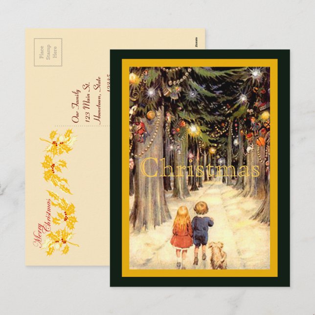Carte postale Enfants dans la voie de Noël (Devant / Derrière)