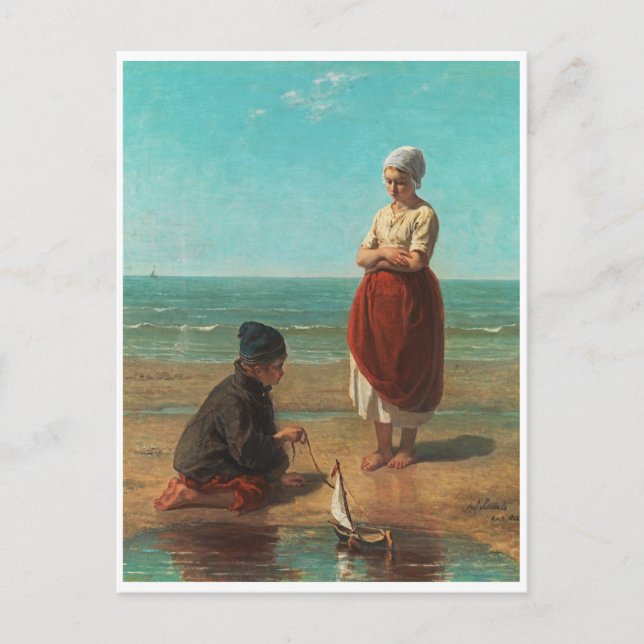 Carte Postale Enfants de la mer, Jozef Israels (Devant)