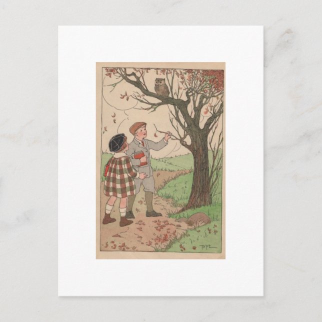 Carte Postale Enfants en automne (Devant)