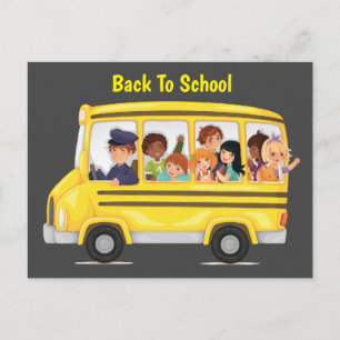 Carte Postale Enfants en bus scolaire