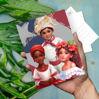 Carte Postale Enfants en vêtements traditionnels portoricains