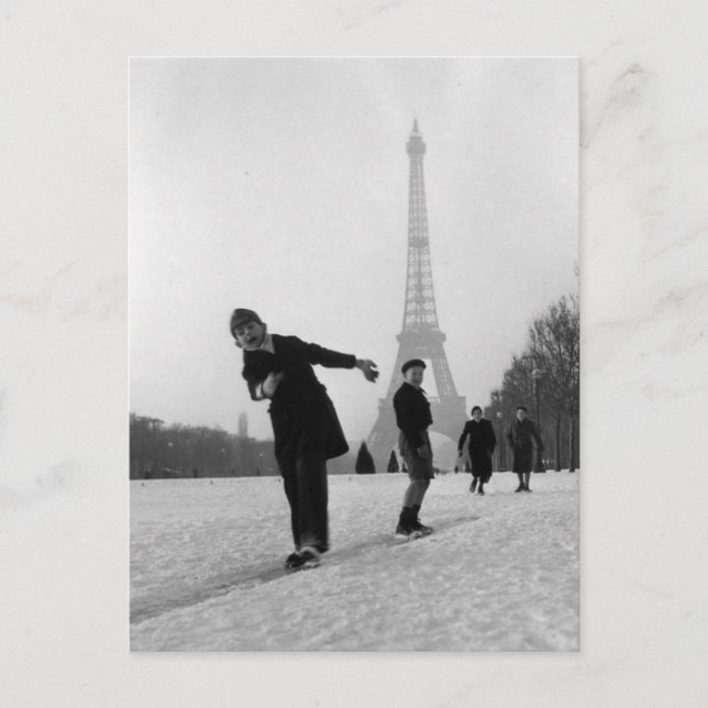 Carte Postale Enfants et neige - Paris - 1945 - Robert Doisneau (Devant)