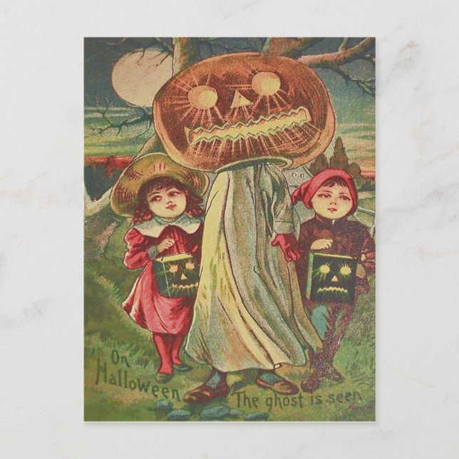 Carte Postale Enfants Fantôme Jack O'Lantern Citrouille (Devant)