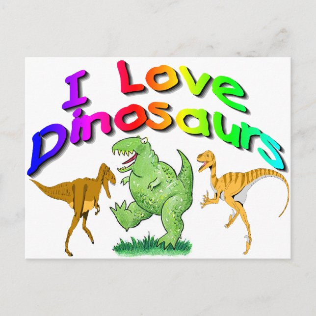 Carte Postale Enfants "I Love Dinosaures" cadeaux (Devant)