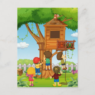 Carte Postale Enfants jouant sur la cabane