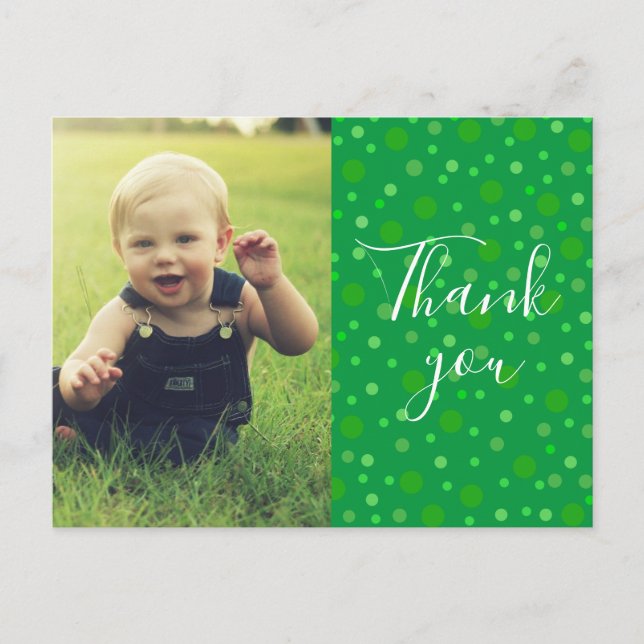 Carte Postale Enfants Merci Green Polka (Devant)