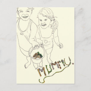 Carte Postale Enfants Mignons au Bord de la Mer Dessin Humoristi