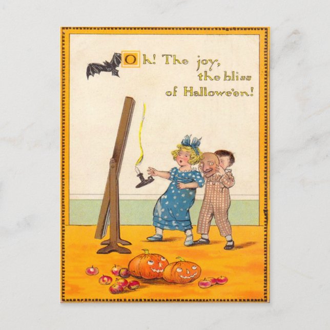 Carte Postale Enfants Mignons Farce Citrouille (Devant)