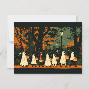 Carte Postale Enfants Tic ou traitement sur la nuit d'Halloween