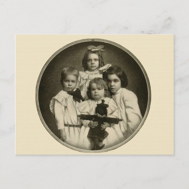 Carte Postale Enfants victoriens Drôle Mal Déplaisant Démonique  (Devant)