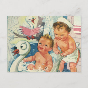 Carte Postale Enfants vintages Jouer avec des bulles dans la bai